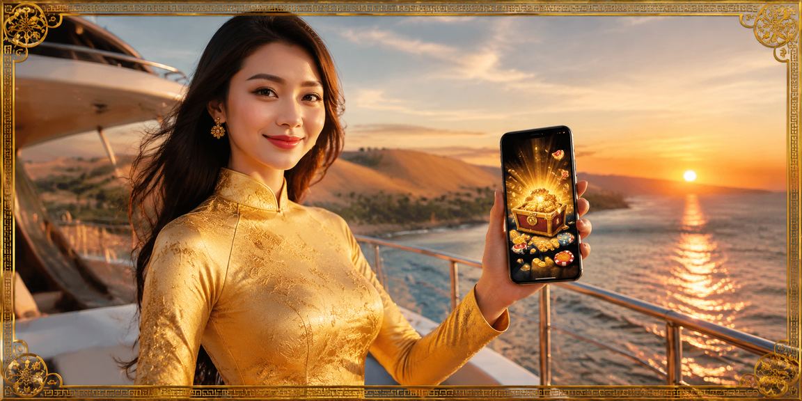 Người chơi casino di động tại Mũi Né mặc áo dài truyền thống